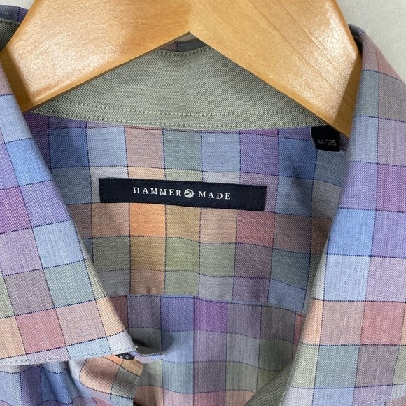 Men's Hammer Made Pastel Colored Tailored Long Sleeve Button Down Shirt-44/17.5 - Picture 2 of 6